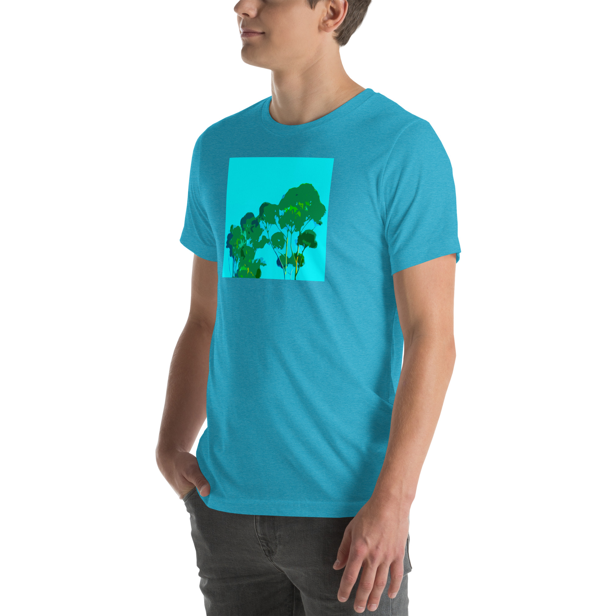 Unisex Staple T-Shirt Heather Aqua Left Front