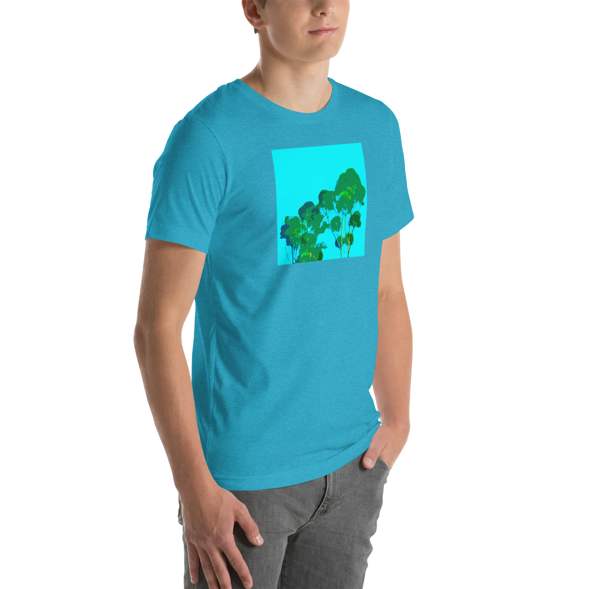 Unisex Staple T-Shirt Heather Aqua Right Front