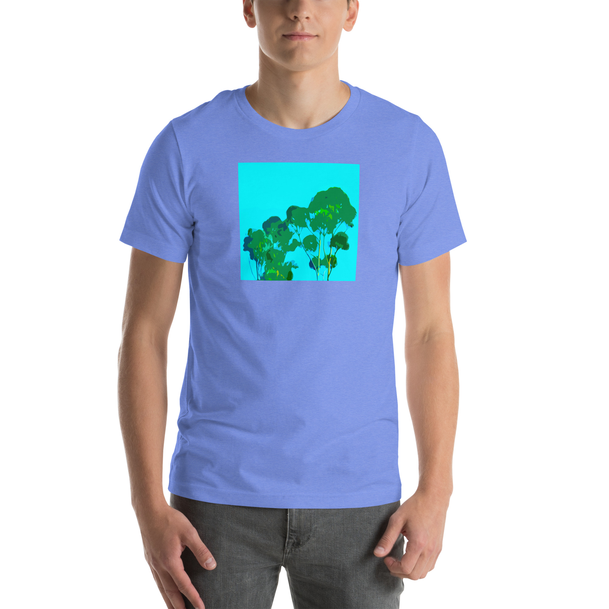 Unisex Staple T-Shirt Heather Columbia Blue Front