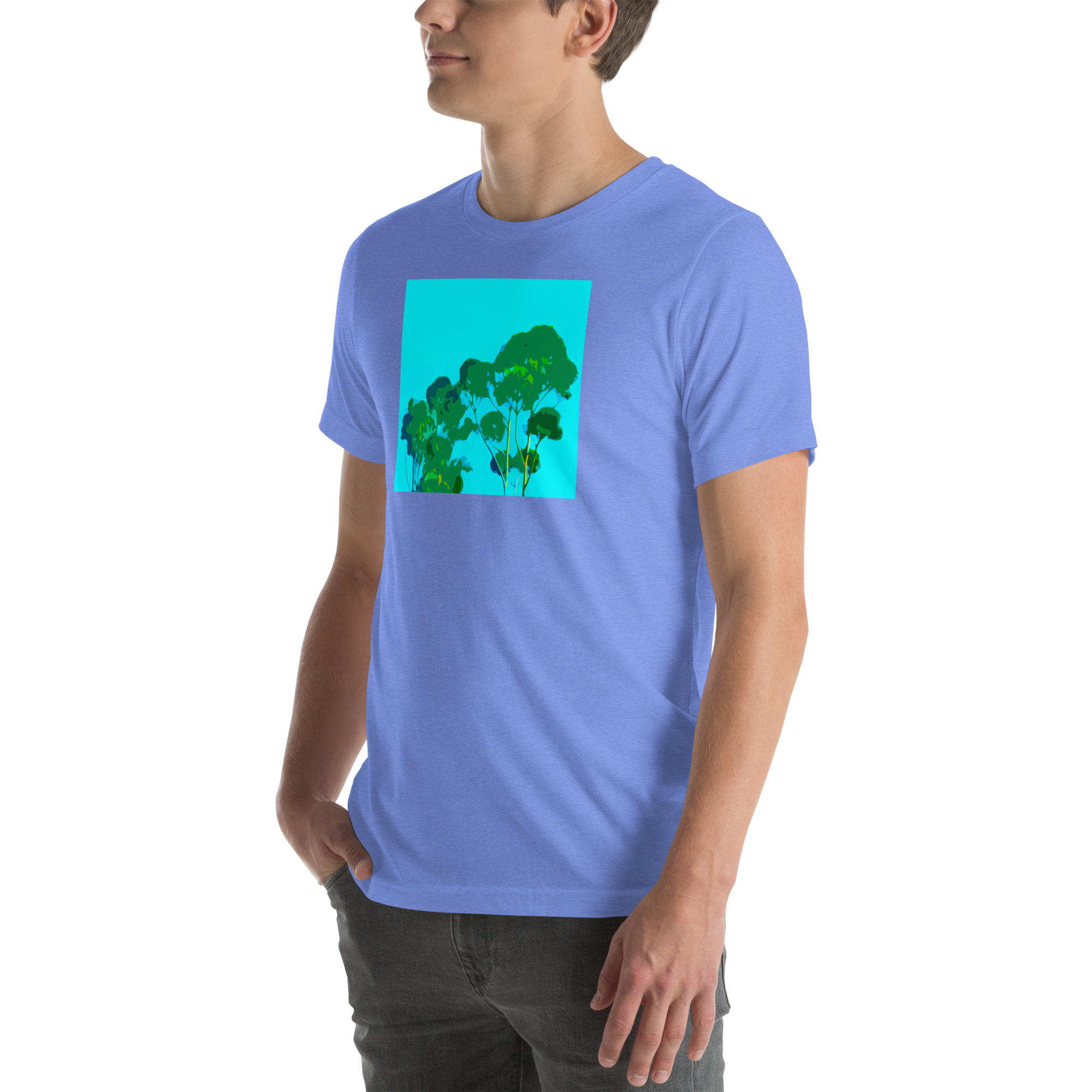 Unisex Staple T-Shirt Heather Columbia Blue Left Front