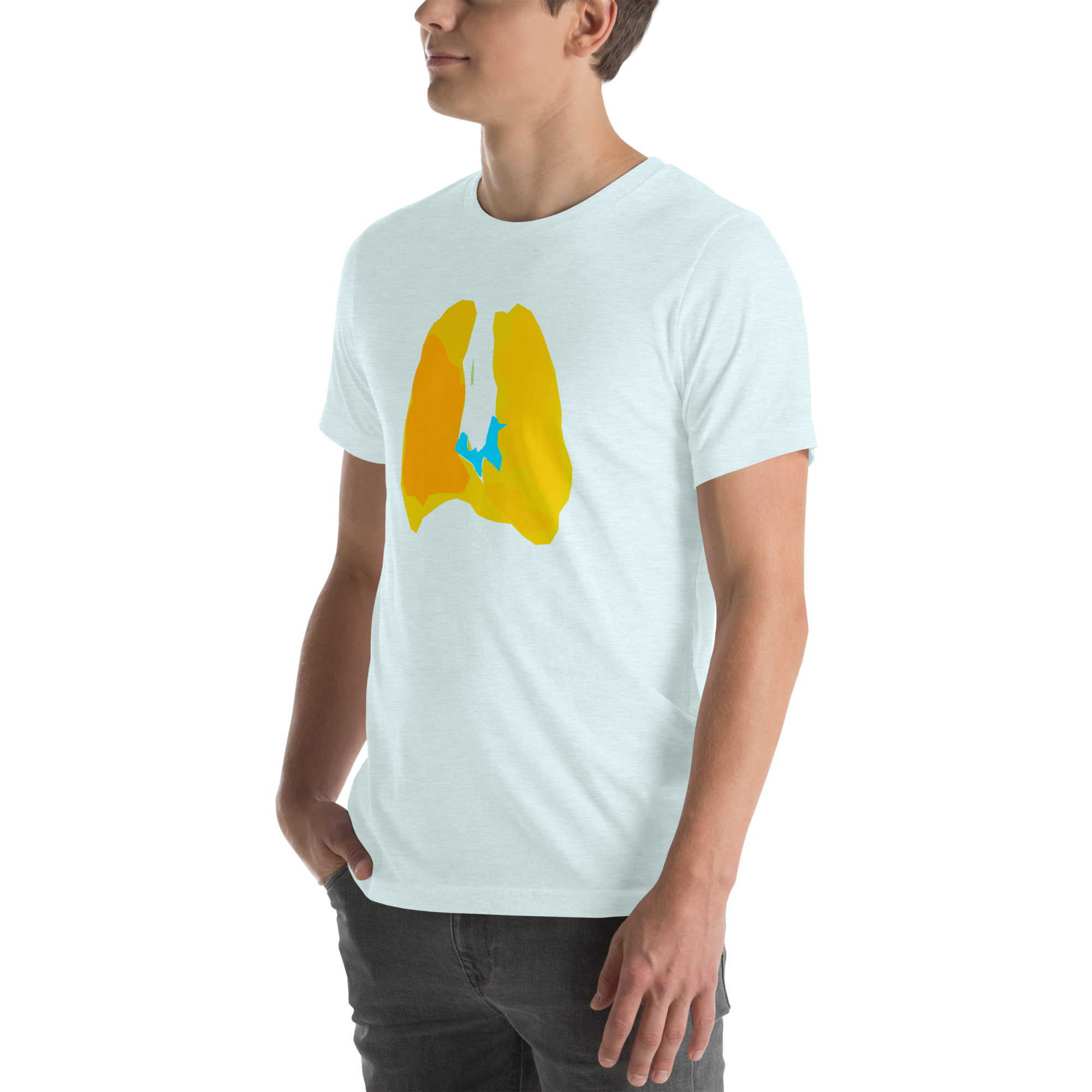 Unisex Staple T-Shirt Heather Ice Blue Left Front