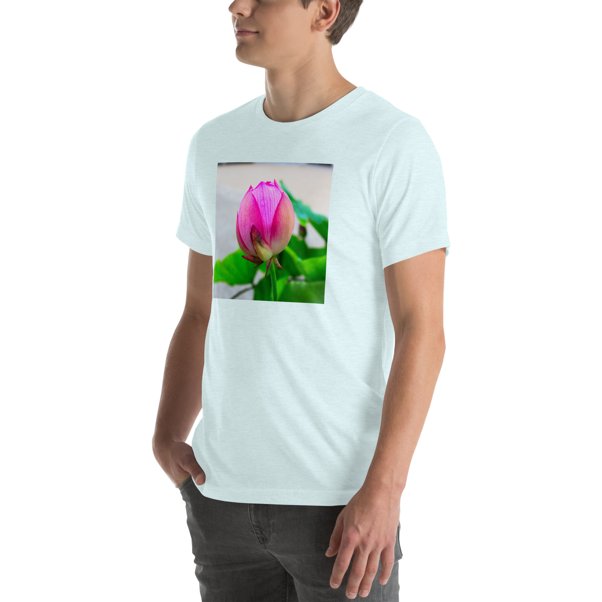 Unisex Staple T-Shirt Heather Ice Blue Left Front
