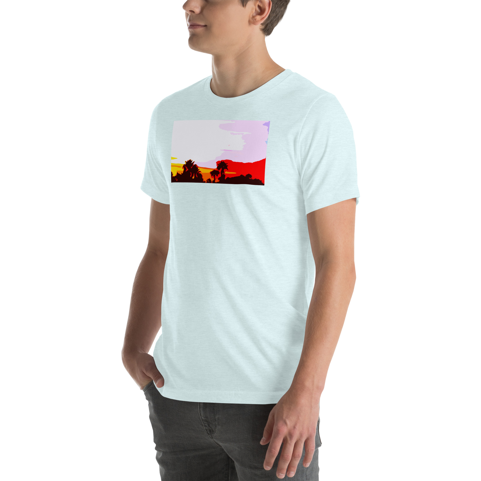 Unisex Staple T-Shirt Heather Ice Blue Left Front