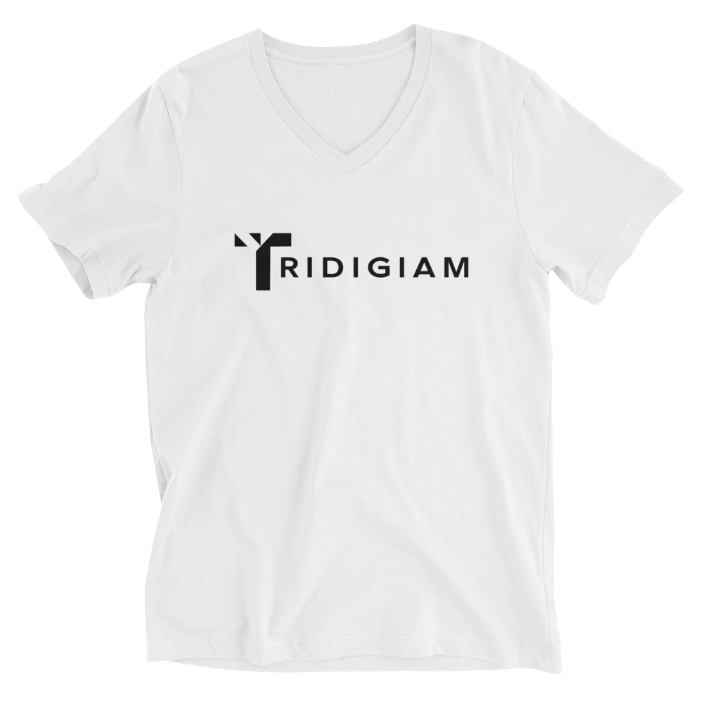 Unisex V Neck Tee White Front